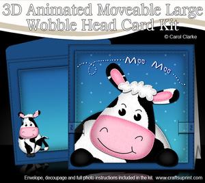 3D Milly Moo Cow Animated Large Wobble Head Card Kit