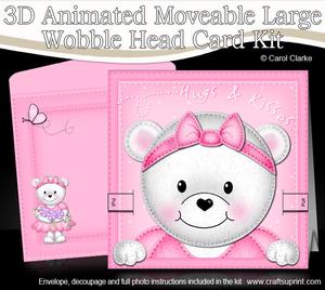 3D Teddy Tess Animated Large Wobble Head Card Kit