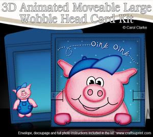 3D Ziggy Piggy Animated Large Wobble Head Card Kit