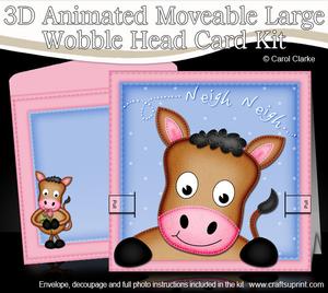 3D Gigi Horse Animated Large Wobble Head Card Kit