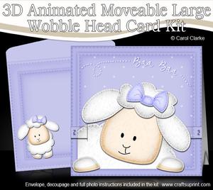 3D Little Lamb Animated Large Wobble Head Card Kit
