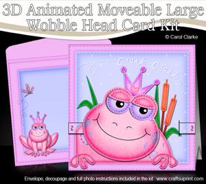 3D Freya Frog Animated Large Wobble Head Card Kit