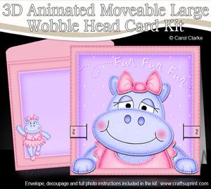 3D Hilda Hippo Animated Large Wobble Head Card Kit