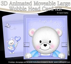 3D Teddy Ed Animated Large Wobble Head Card Kit