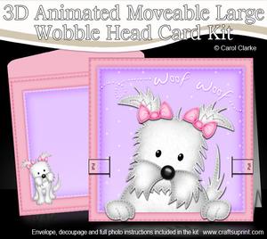 3D Jess Westie Dog Animated Large Wobble Head Card Kit