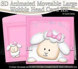 3D Little Lamb Animated Large Wobble Head Card Kit