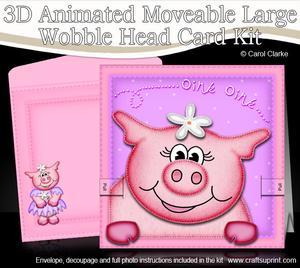 3D Zoe Piggy Animated Large Wobble Head Card Kit