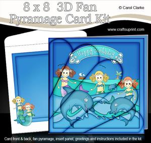 8 x 8 Birthday Mermaids and Dolphins Fan Pyramage Kit