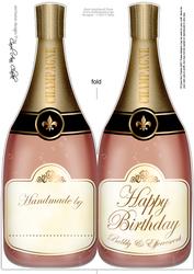 Large Dl Birthday Champagne Bottle Shaped Card