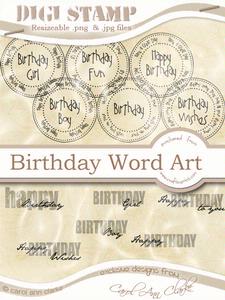 Birthday Digi Stamp Word Kit