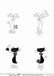 Kool Kats Black & White Digital Image Stamps