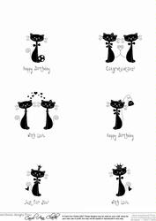 Kool Kats Black & White Digital Image Stamps