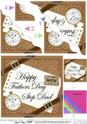 Happy Fathers Day Step Dad Wavy Corner