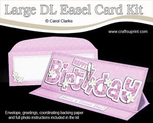 Large Dl Birthday Flowers Easel Card Kit N Envelope