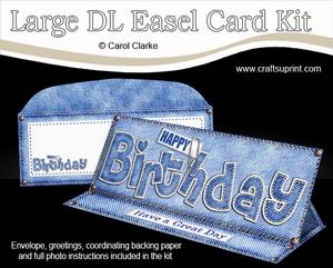 Large Dl Denim Birthday Easel Card Kit N Envelope