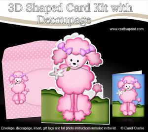 3D Bon Bon the Poodle Shaped Card Decoupage N Envelope