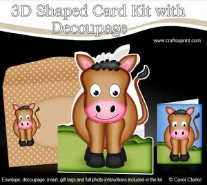 3D Gi Gi the Horse Shaped Card Decoupage N Envelope