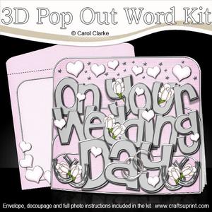 3D Wedding Day with Roses Pop Out Word Card Kit