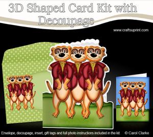 3D Meerkats Shaped Card with Decoupage