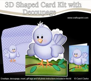 3D Little Birdie Shaped Card with Decoupage