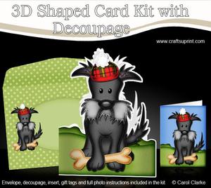 3D Hamish Scottie Dog Shaped Card with Decoupage