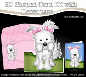 3D Jess Westie Dog Shaped Card with Decoupage