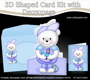 3D Teddy Ted's Boat Shaped Card with Decoupage