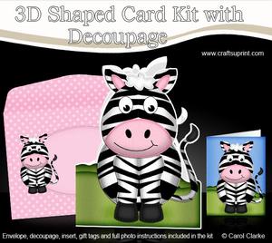 3D Debra Zebra Shaped Card with Decoupage