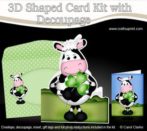 Milly Moo Cow's Good Luck Clover Shaped Card with Decoupage