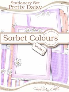 Pretty Daisy Stationery Set in Sorbet Strawberry Colours