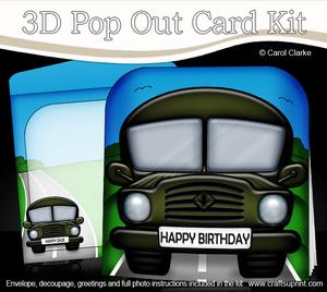 3D Army Truck Pop Out Card Kit