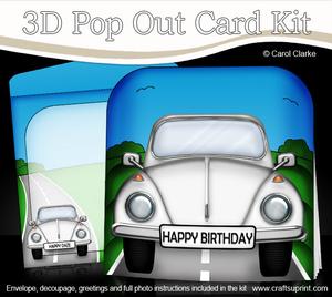 3D Beetle Car Pop Out Card Kit