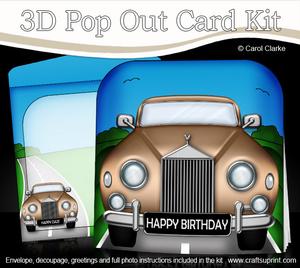 3D Rolls Royce Car Pop Out Card Kit