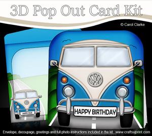 3D Camper Van Pop Out Card Kit