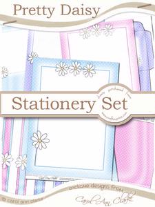 Pretty Daisy Stationery Set in Sorbet Blueberry Colours