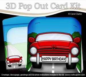 3D Sports Car Transport Pop Out Card Kit