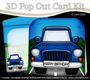 3D Car Transport Pop Out Card Kit