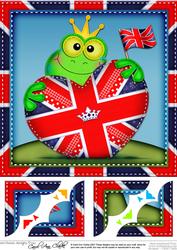 8x8 Freddy Frog's Union Jack Flag Heart Scalloped Topper