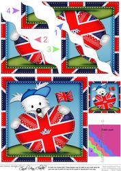 Westie Dog's Union Jack Flag Heart Wavy Corner Stacker