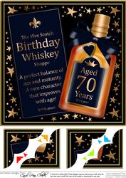 8 x 8 70th Birthday Whisky Scalloped Corner Topper