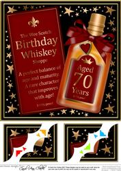 8 x 8 70th Birthday Whisky Scalloped Corner Topper