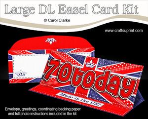 Large Dl Uk Shabby Flag 70th Birthday Easel Card Kit