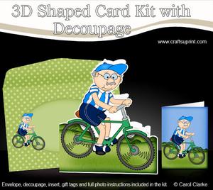 Bert Goes Cycling Shaped Card with Decoupage