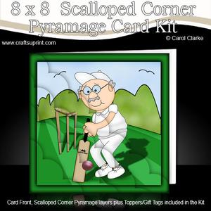 8 x 8 Bert Plays Cricket Scalloped Corner Kit