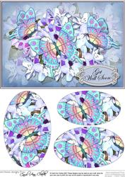 A5 Get Well Soon Flowers & Butterfly Oval Pyramage Topper