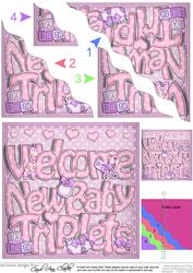 New Baby Triplets Wavy Corner Side Stacker Topper
