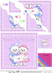 Twins 2nd Birthday Teddies Wavy Corner Stacker