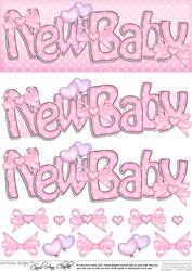 New Baby Girl Dl Quick Card Topper and 3D Decoupage
