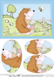 A5 Cute Hedgehog Oval Pyramage Topper