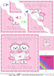 Special Twins Birthday Teddies Wavy Corner Stacker